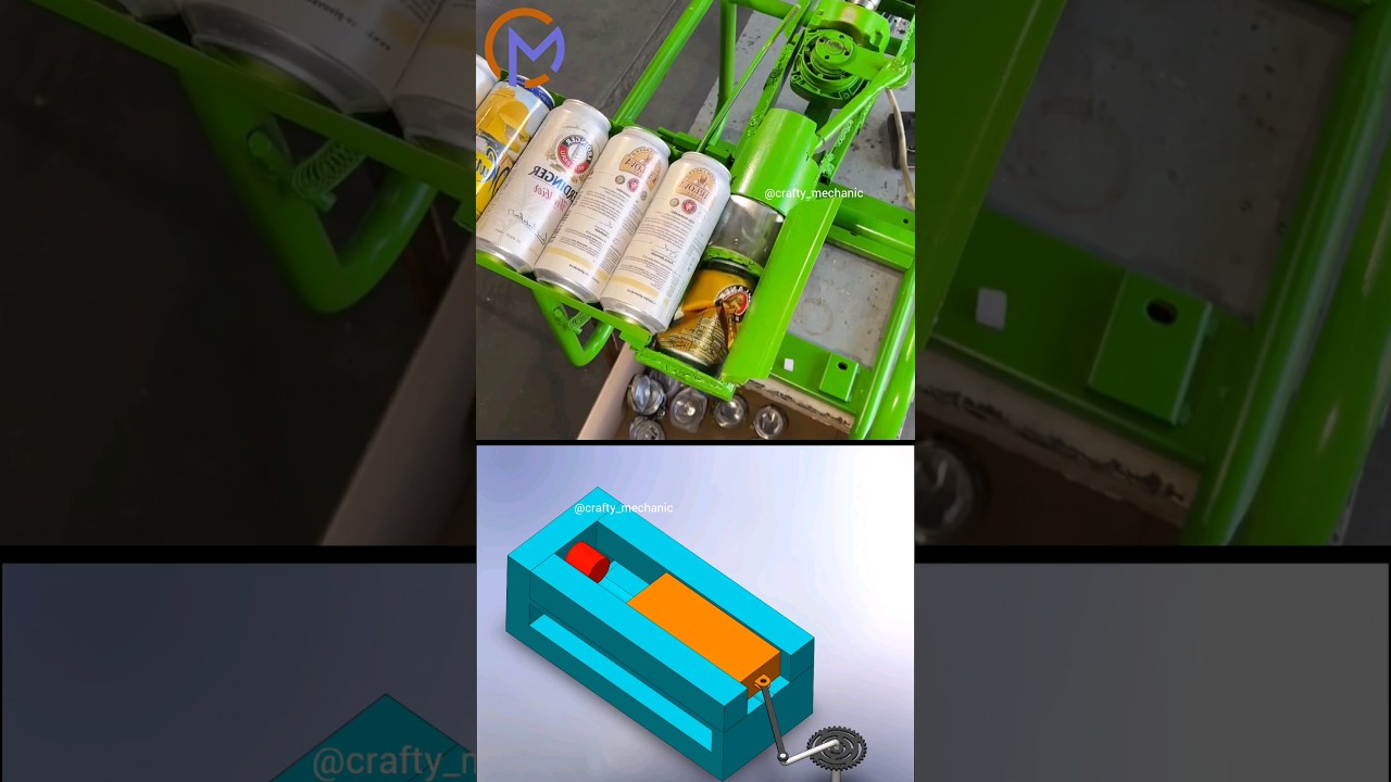 DIY Can crusher 💡 #mechanical principles | #simulation #solidworks #satisfying #machine #waste #diy