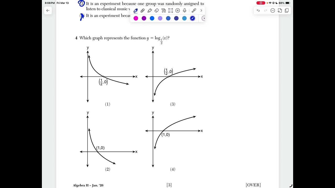Algebra 2 Regents January 2026 Q#3 and 4