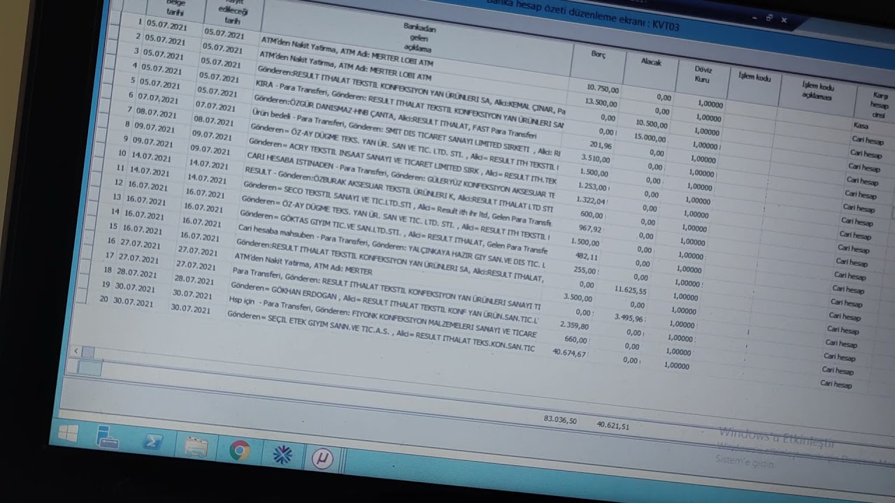 Banka Excel aktarım mikro