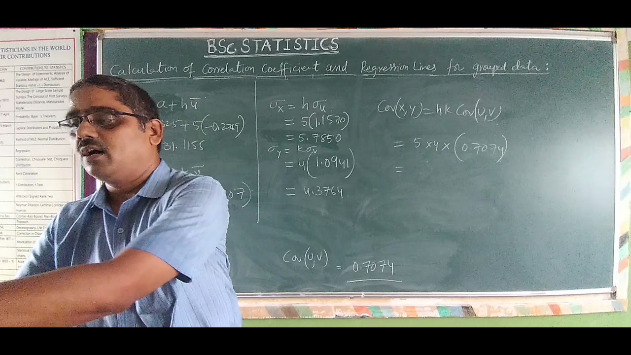 Part 2 Calculation of Correlation Coefficient and Regression lines for Grouped data  - BSc Stat