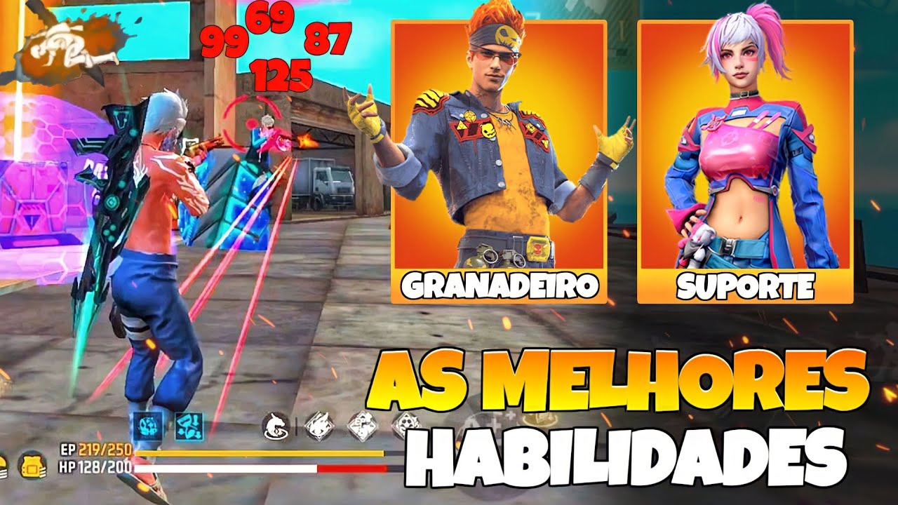 MELHORES COMBINAÇÕES DE HABILIDADES PARA USAR NO FREE FIRE EM 2024!! RUSH, SUPORTE E GRANADEIRO