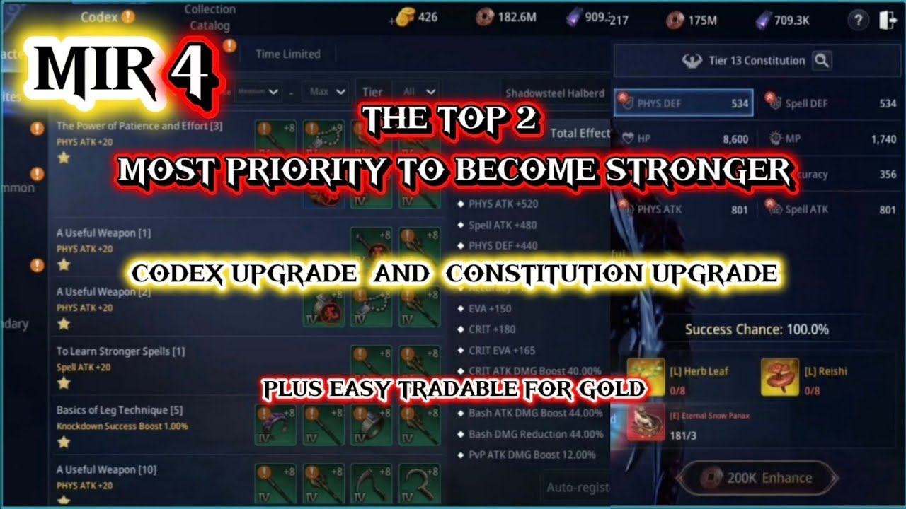 MIR4-GLOBAL . MY DAILY CODEX ROUTINE AND CONSTITUTION ROUTINE + EASY GOLD 😱 @Knuckles-Plays 