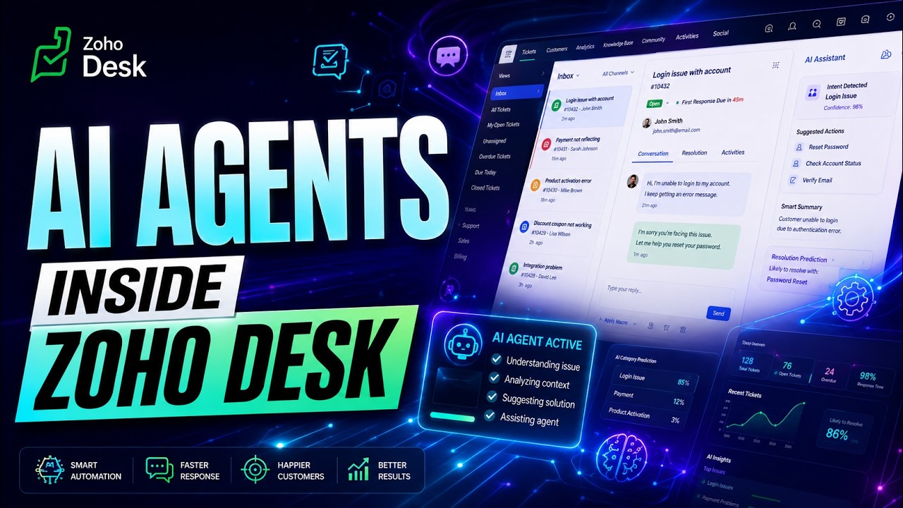 How to Set Up Zia Agents in Zoho Desk | Complete AI Support Tutorial