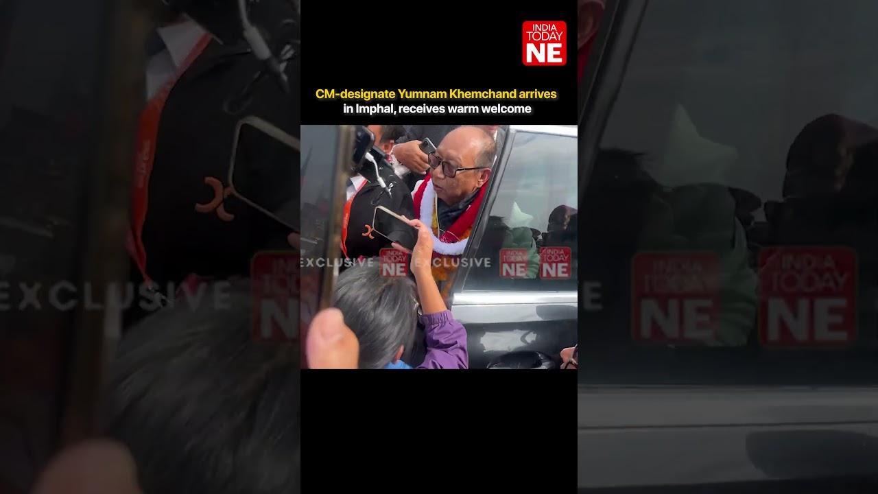 CM-designate Yumnam Khemchand arrives in Imphal, receives warm welcome