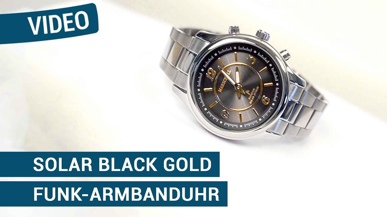 Marschall Solar black / gold - Sprechende Funk-Armbanduhr
