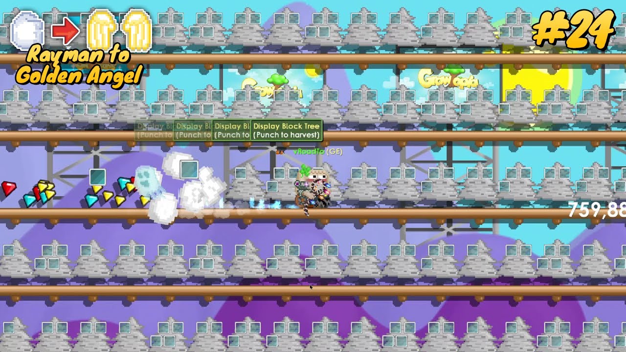 HARVESTING 10K DISPLAY BLOCK TREES!! | Rayman to Golden Angel #24 | Growtopia