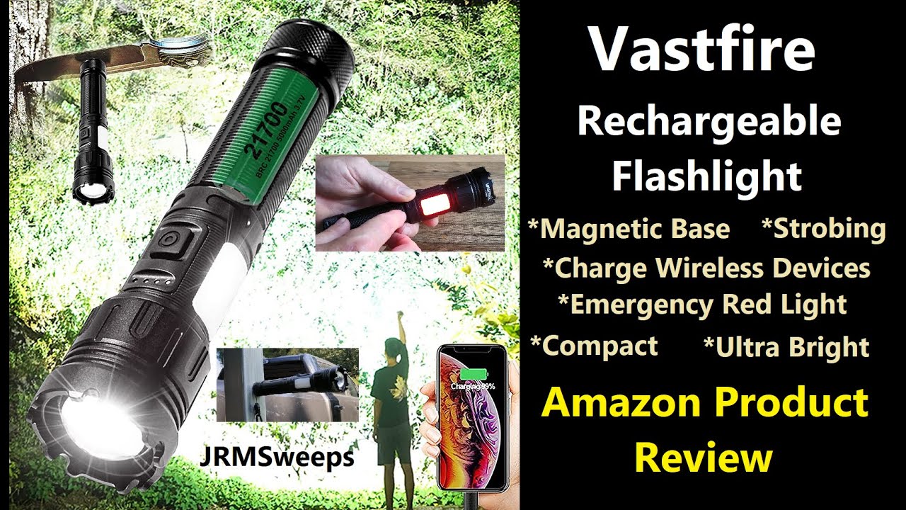 Vastfire 20000 Lumen High Power Flashlight Magnetic Base Charge Cell Phone Rechargeable EDC Light