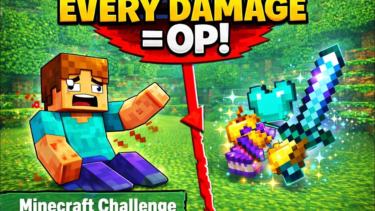 MINECRAFT BUT TAKING DAMAGE GIVES OP LOOT !! 💰 🔥