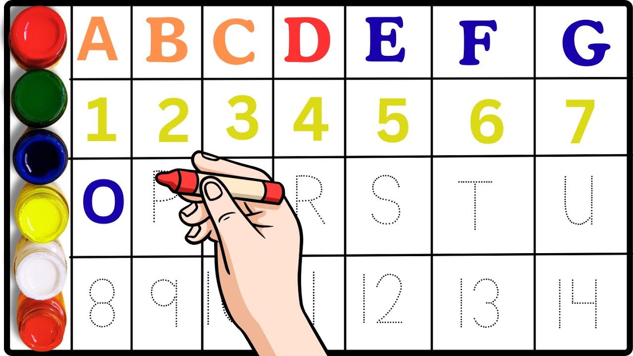Alphabet, ABC song, A to Z, Kids rhymes, collection for writing along dotted lines for toddler, 16p3