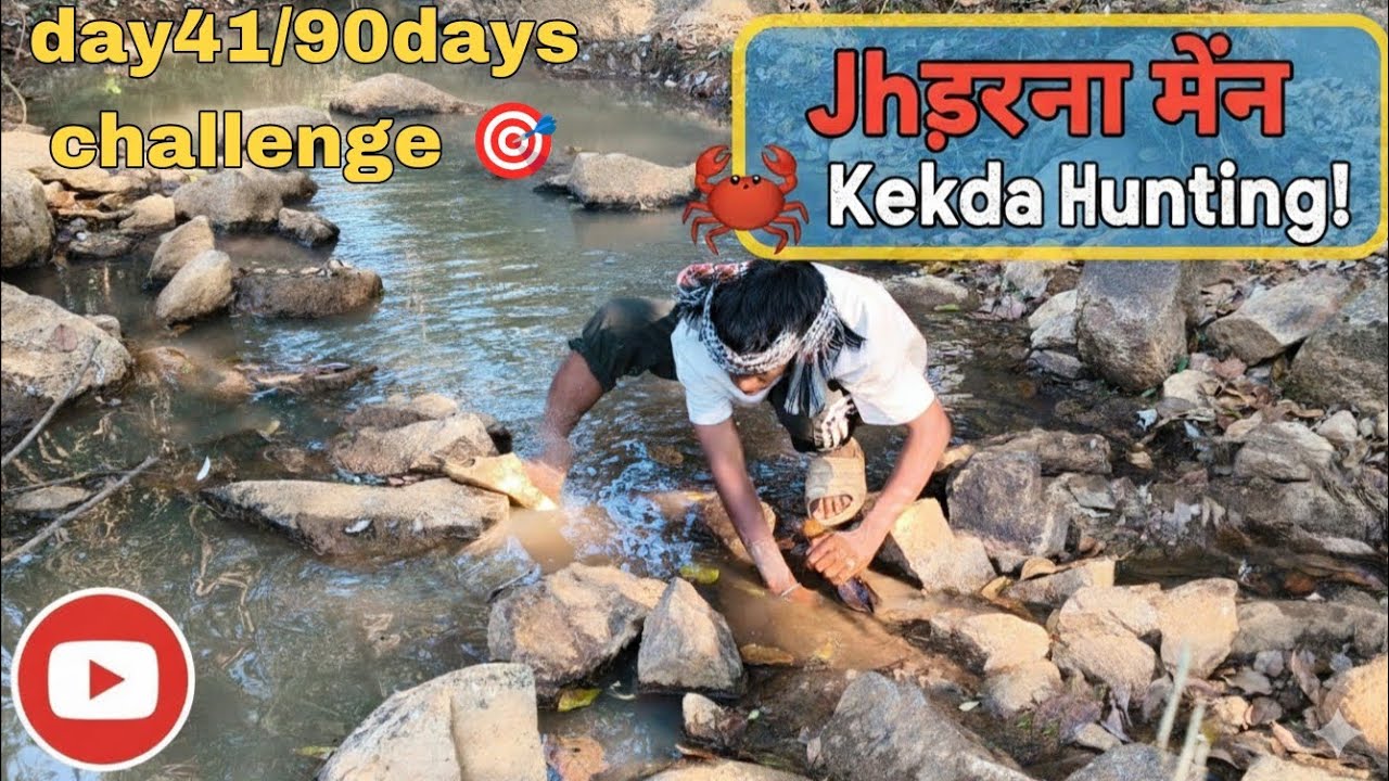 Jharna ke patharo ke niche mila Kekda! 🦀😮 #kekdahunting #waterfall  #villagevlog #crab #fishinglife