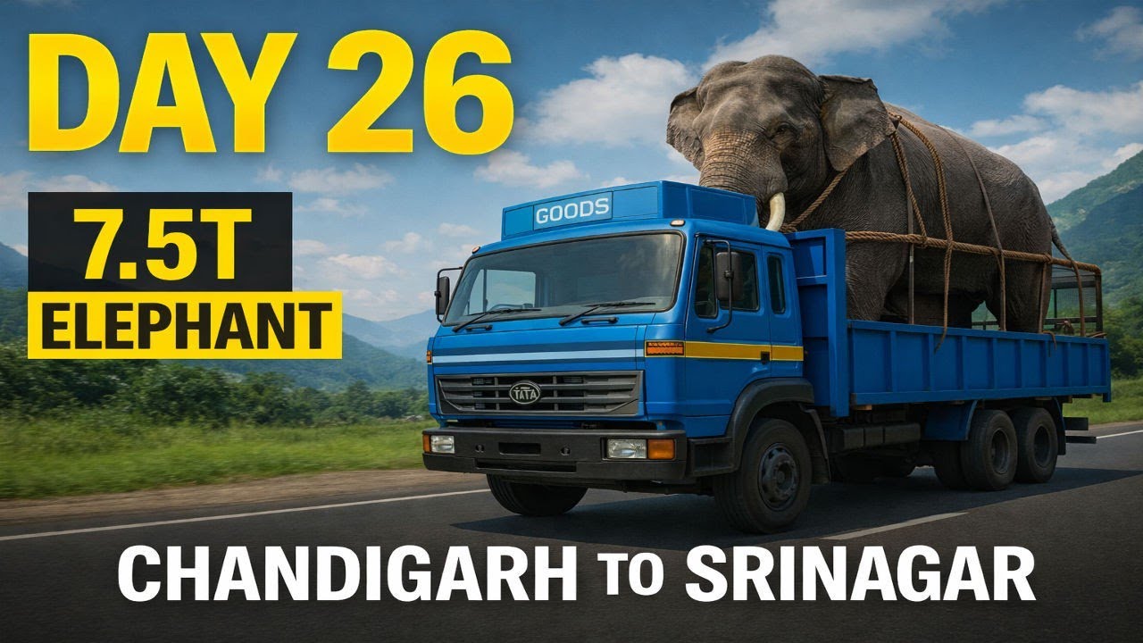 DAY 26: Chandigarh to Srinagar | 7.5T Elephant Transport 🐘 | Indian Trucker Vibes