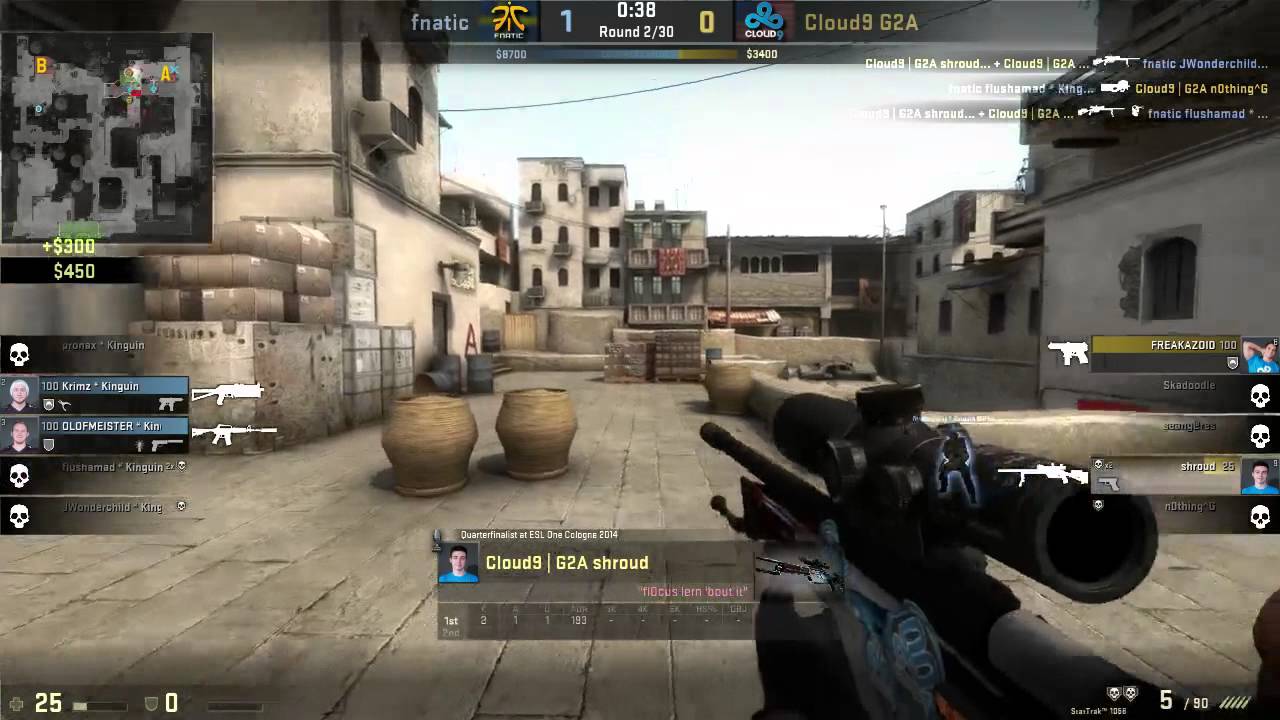 Cloud 9 Shroud vs Fnatic Unbelievable 4K Scout Round - ESL ESEA Pro League Grand Finals