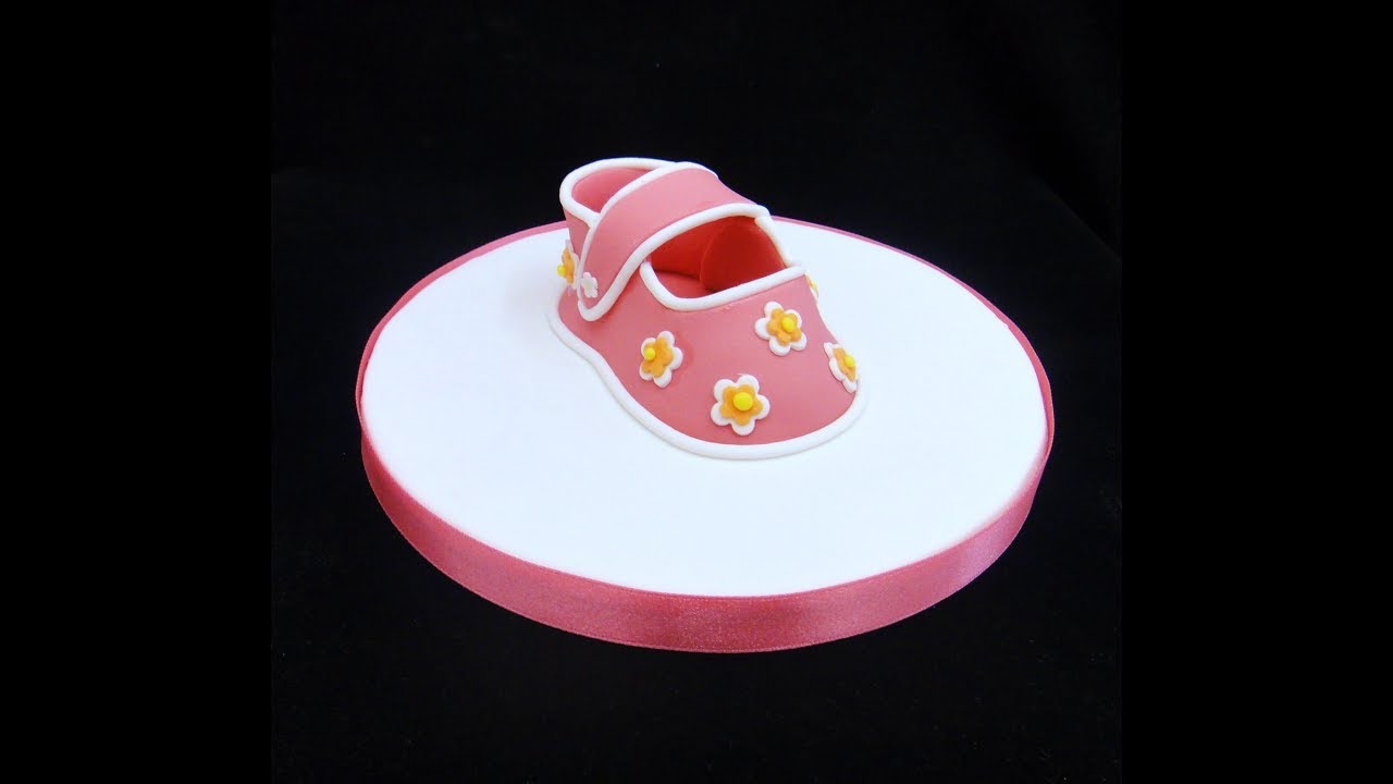 Baby Shoe Cake Topper Decoration Step by Step Tutorial from Fondant Gumpaste Sugar - How to Make