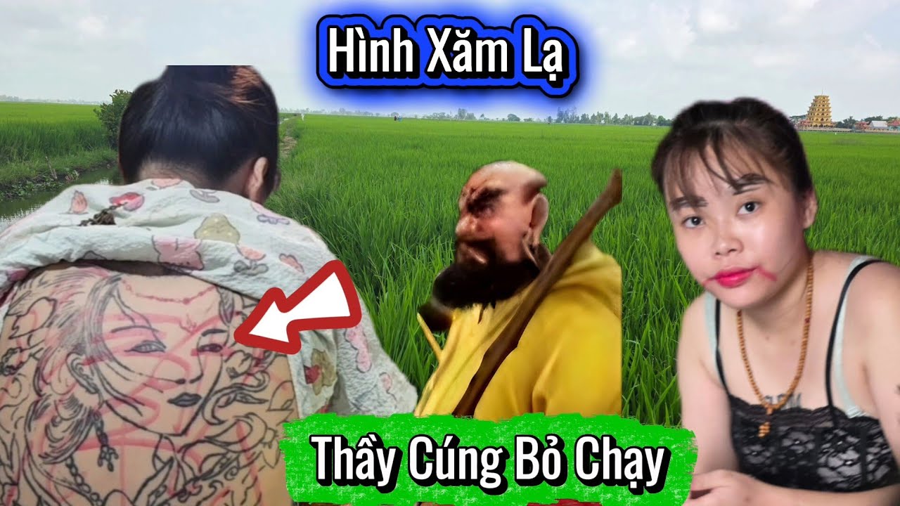 Căng thẳng. Hình Xăm Lạ Thiếu Nữ Bị V.o.n.g Nhập Thầy Cúng Bỏ Chạy 