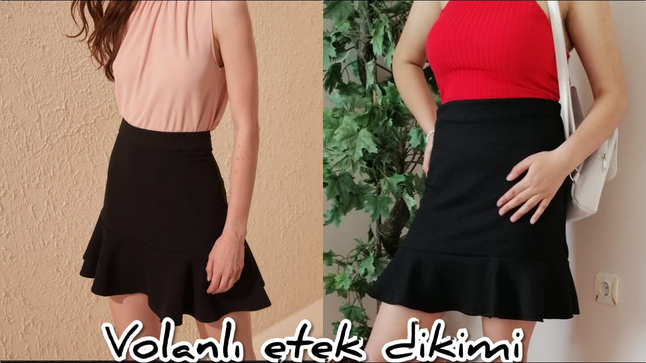VOLANLI ETEK DİKİMİ / Arkadaşıma Etek Diktim ! / Kalıpsız Kolay Etek Dikimi