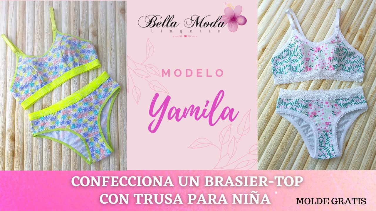 ¿CÓMO HACER UN BRASIER-TOP Y TRUSA DE NIÑA? DIY - MOLDE GRATIS