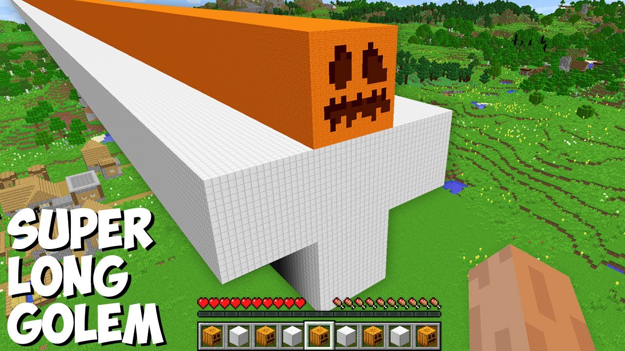 What if you SPAWN SUPER LONG GOLEM OF 1000 BLOCKS in Minecraft ? LONGEST IRON GOLEM !