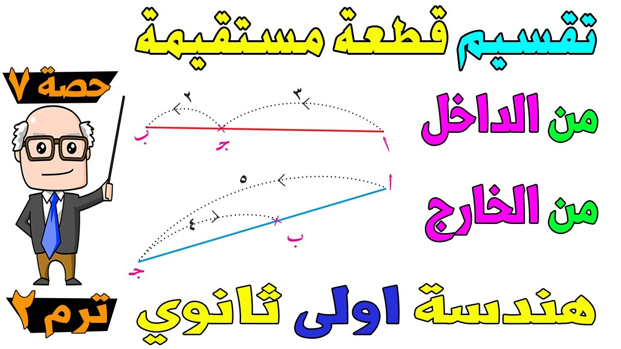 تقسيم قطعة مستقيمة من الداخل ، الخارج الدرس الاول وحدة ثانية هندسة للصف الاول الثانوي ترم ثاني |حصة6