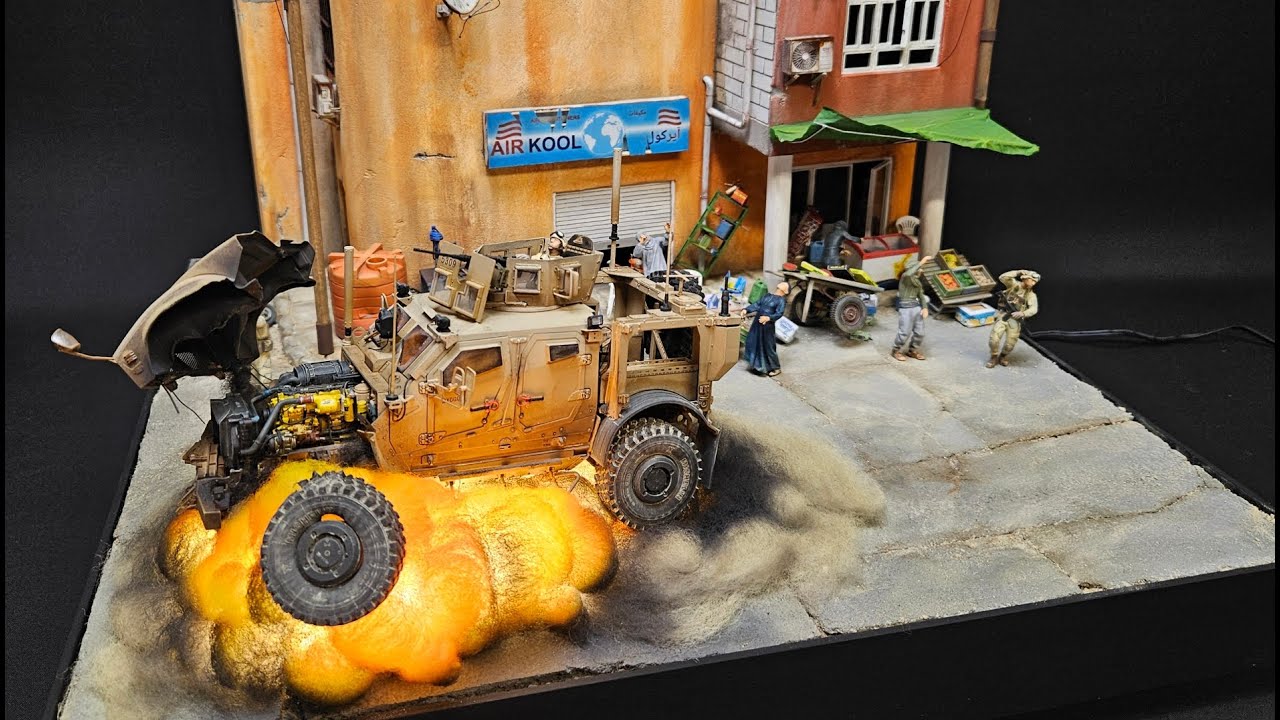 Irak Diorama Explosion effect M1240A1 M-ATV scale 1:35