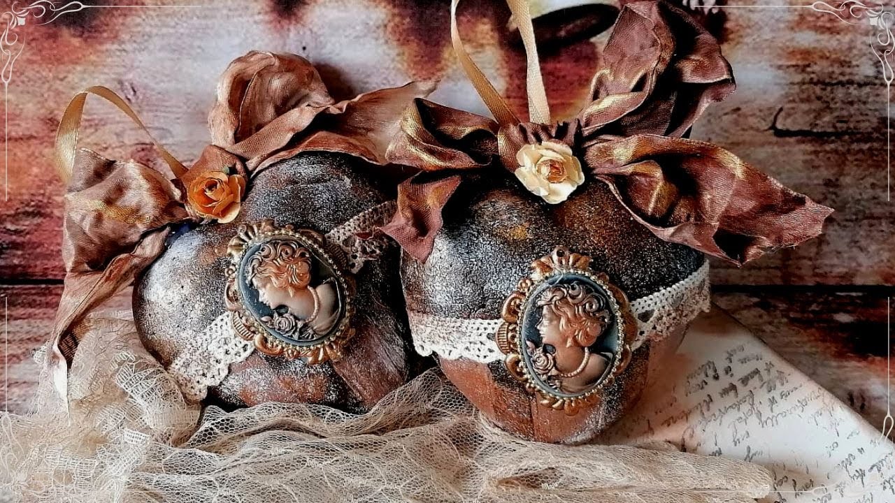 How to make a victorian style Christmas ornament - Styrofoam heart
