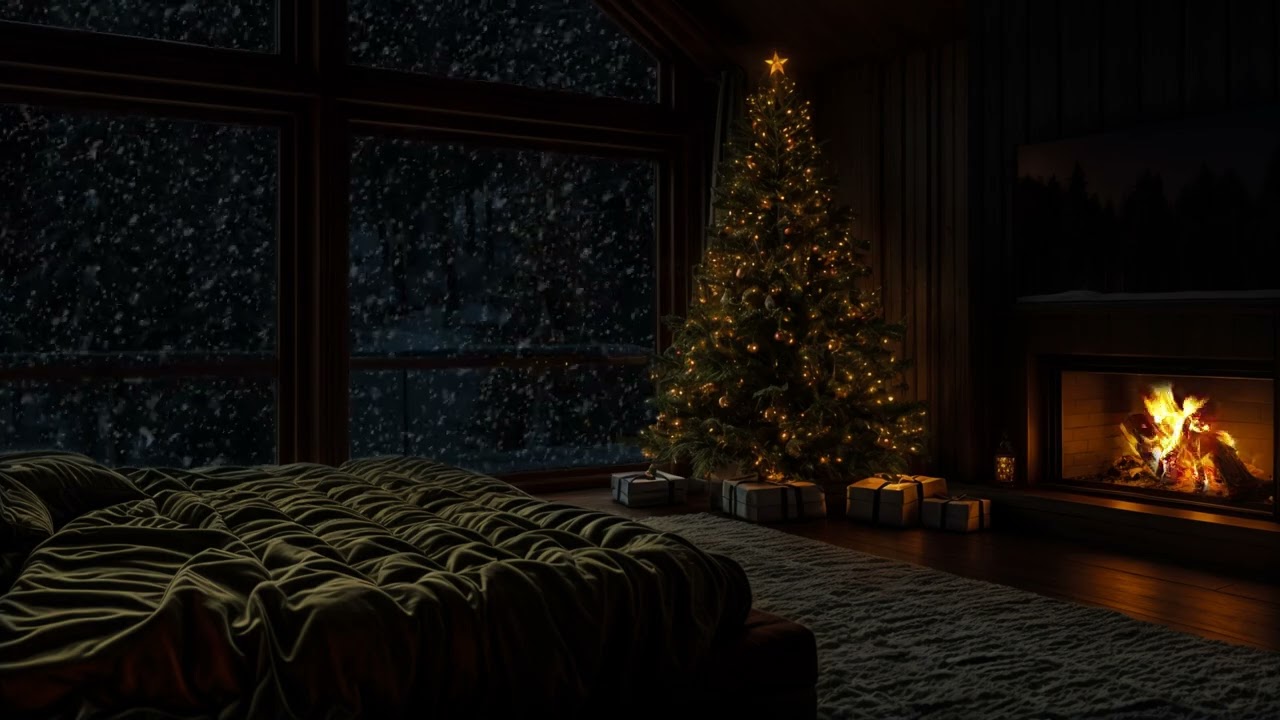 COZY WINTER Cottage:Snowstorm Outside, Crackling Fireplace Inside | Winter Relaxation for Calm Sleep