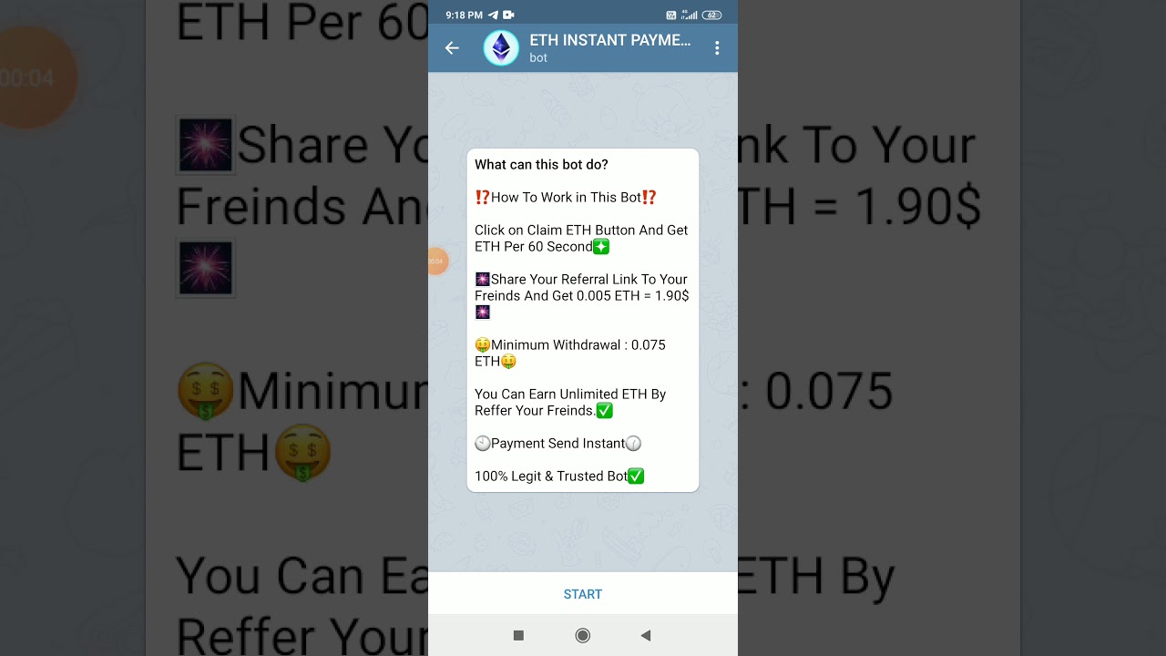 Free earn ETH ON TELEGRAM BOT
