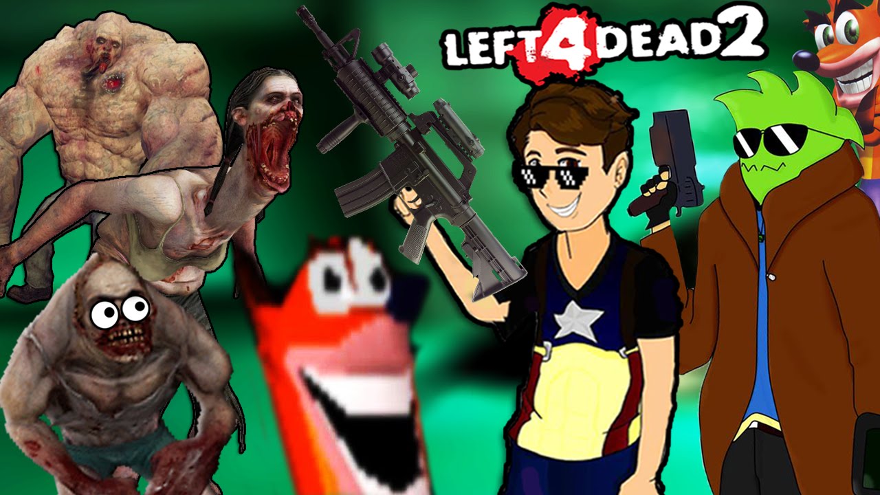 EMPIEZA LA MASACRE LOCA de ZOMBIES!! (งσ ͜ʖσ)ง - Left 4 Dead 2 con LECHU *Mapa Crash Bandicoot #1