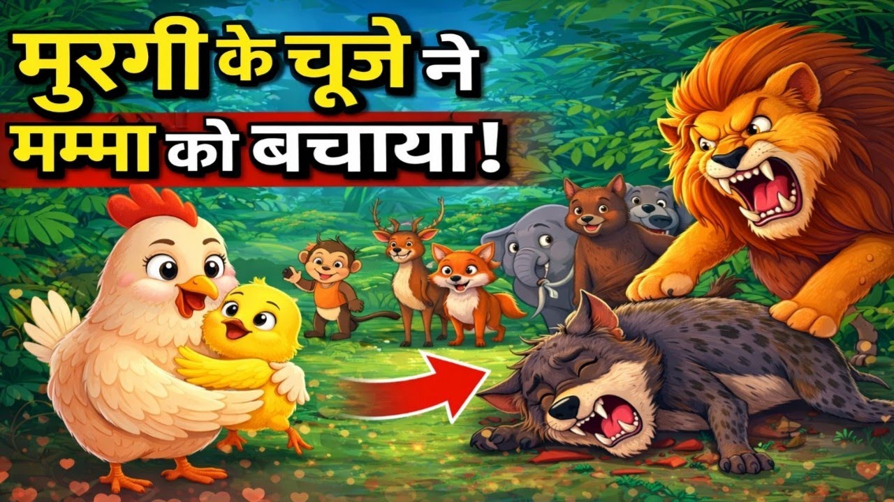 मुरगी के चूजे ने बचाई मम्मी की जान 🐥❤️ | Jungle Moral Story for Kids | Hindi Animation #kids #funny