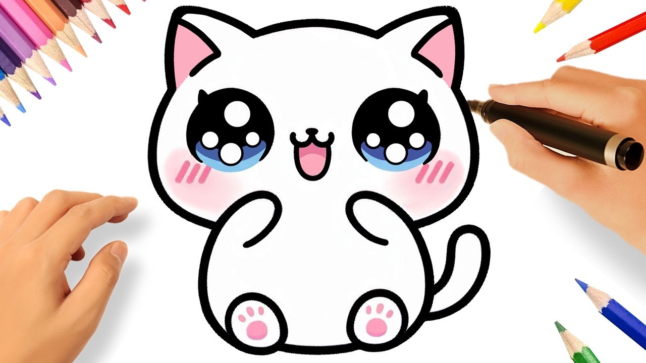 C&Oacute;MO DIBUJAR UN GATITO FACIL KAWAII PASO A PASO 😻💟
