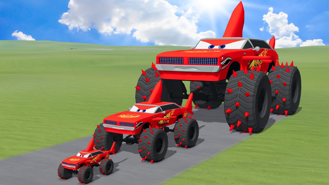 Big & Small Shark Monsters Lightning Mcqueen vs Trains Thomas | BeamNG.Drive