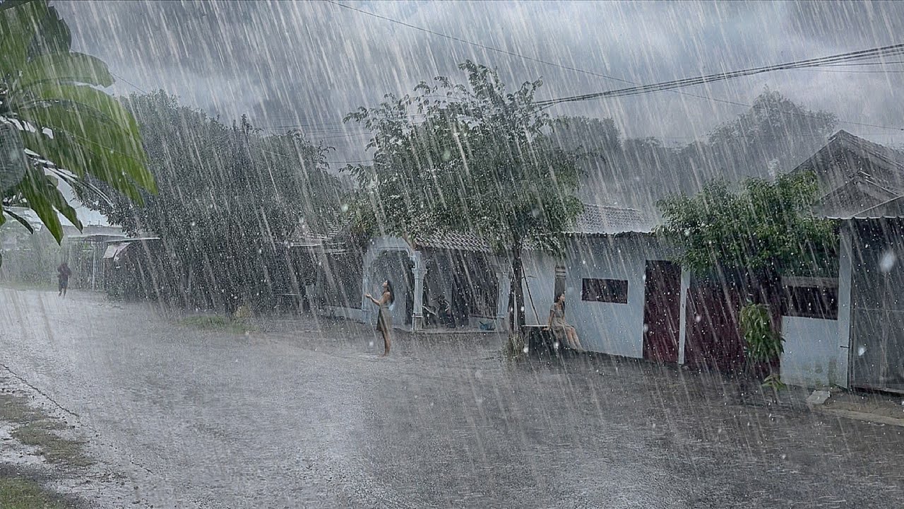 the biggest rainstorm in the history of the village, a typhoon of strong winds disturbed the village