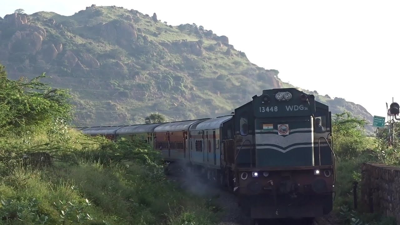 Pothigai & Silambu Express arriving Tenkasi Junction