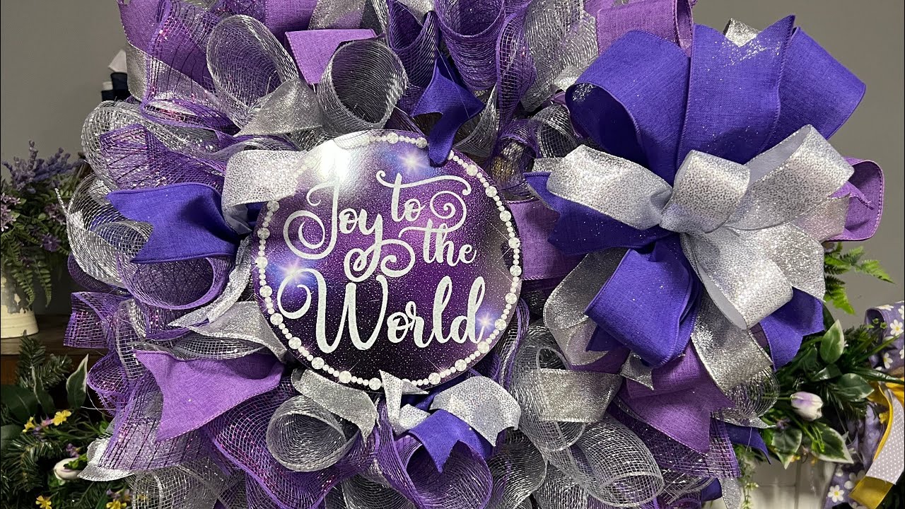 How to make a Purple and Silver Double Woodland Ruffle Deco Mesh Wreath| Hard Working Mom |How to