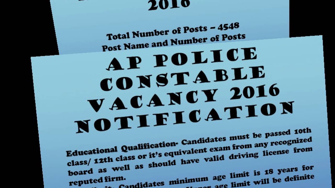 AP Police Constable Vacancy 2016 Notification