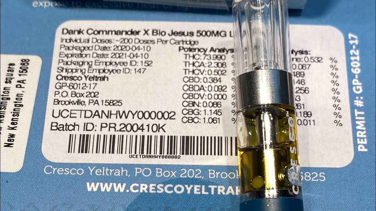 Cresco cartridge dank commander x bio Jesus