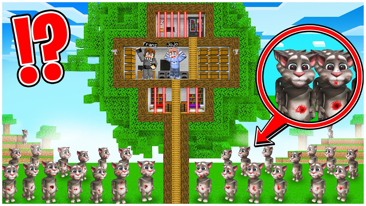 RUMAH POHON SUPER AMAN VS TALKING TOM JAHAT DI MINECRAFT SURVIVAL