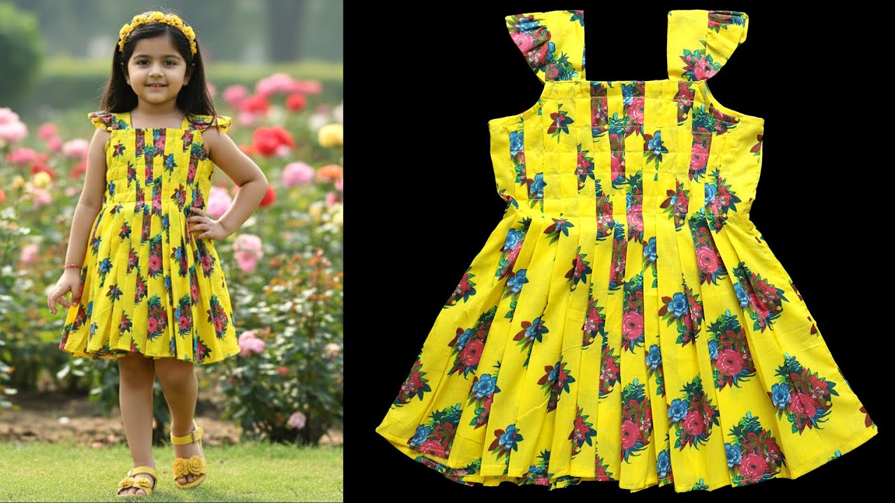 Box Pleated Shoulder Strap Baby Frock | Easy Cutting and Stitching Tutorial