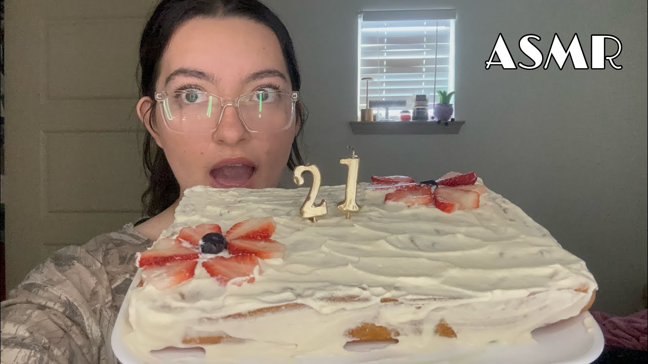 ASMR Eating my birthday cake! 🎂 (eating sounds, rambling)
