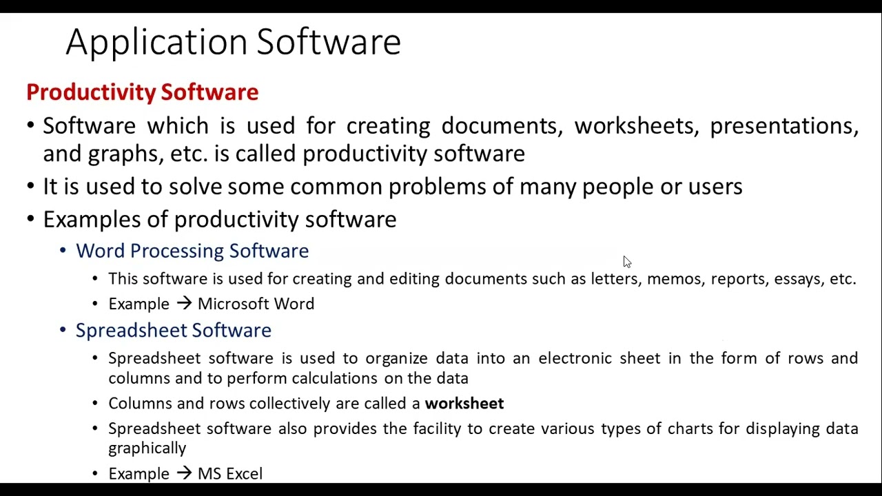 Lecture 17: Computer Software, types, application software and its types