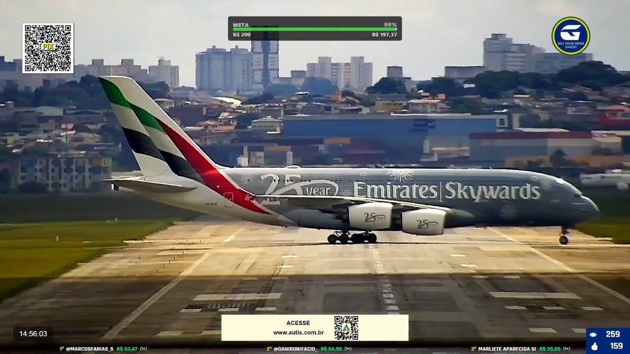 MAIOR AVIÃO DE PASSAGEIROS DO MUNDO A380 EMIRATES RETORNA À SÂO PAULO APÓS INÍCIO DA GUERRA DO IRÃ