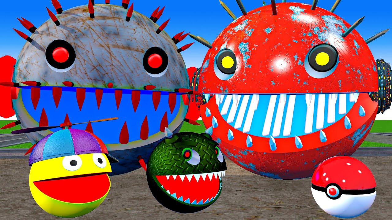 MS PACMAN & NEW RED PACMAN VS TWO YELLOW MONSTER PACMAN FIGHTING IN POKEMON #2026