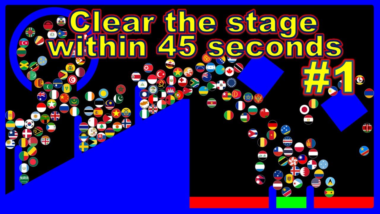 Clear the stage within 45 seconds #1 | 200 country elimination marble race in Algodoo