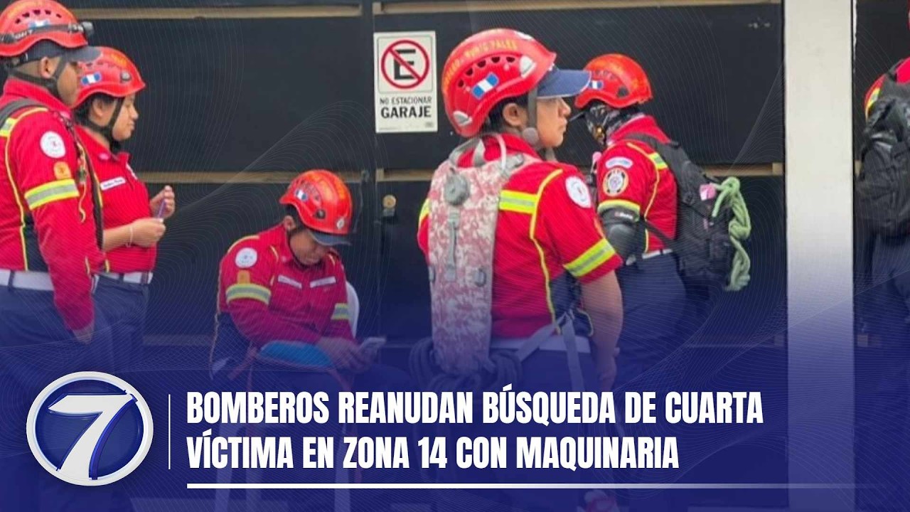 Bomberos reanudan búsqueda de cuarta víctima en zona 14 con maquinaria