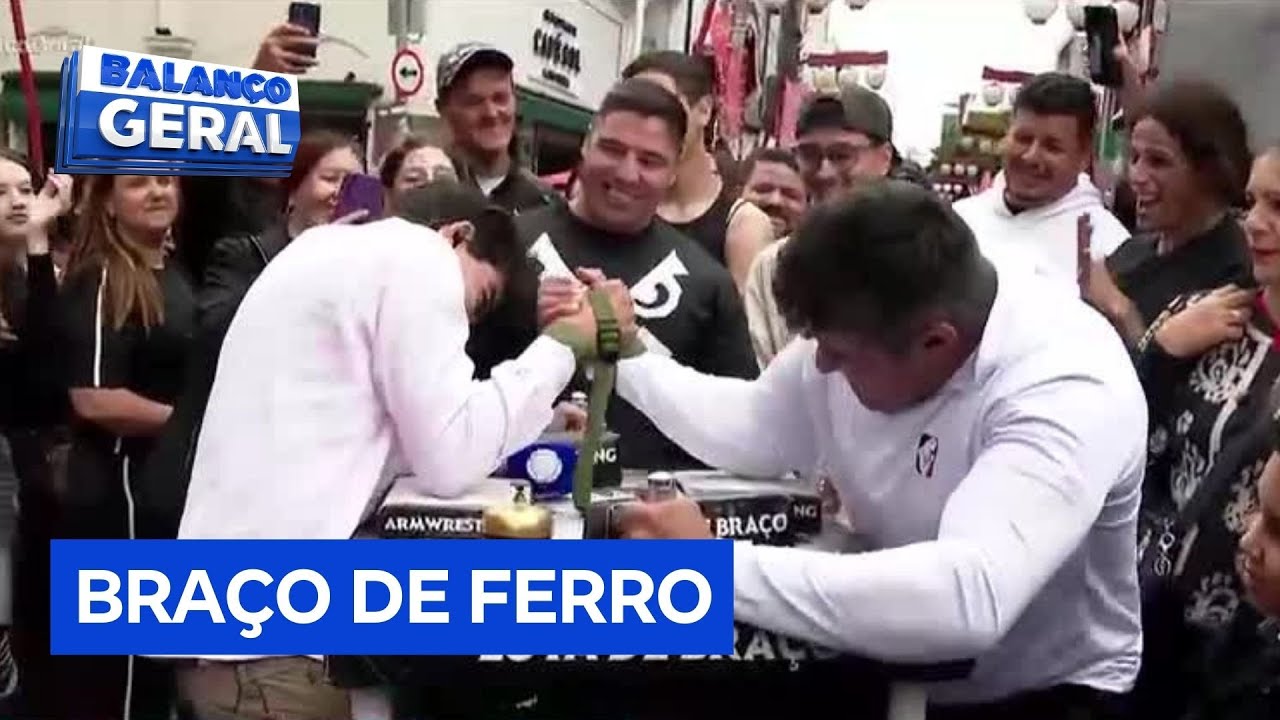 Dudu Camargo participa de competição de braço de ferro contra campeão mundial em São Paulo