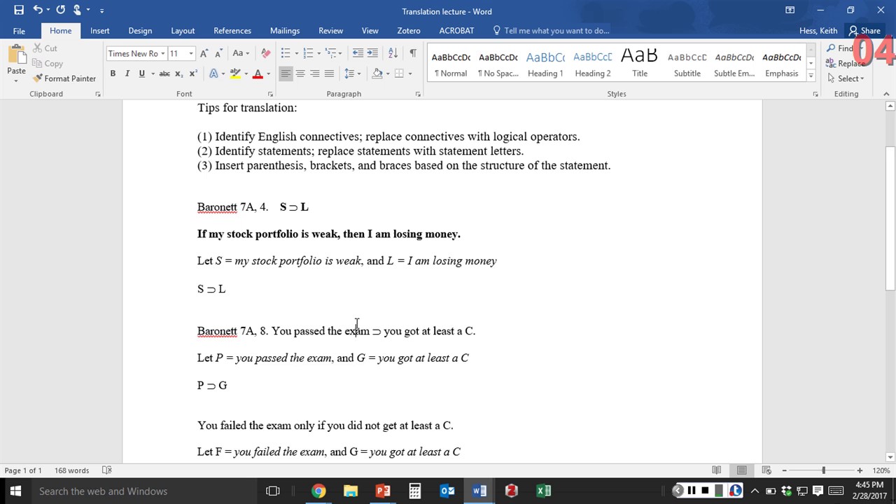 Critical Thinking Lecture: More Translation Practice