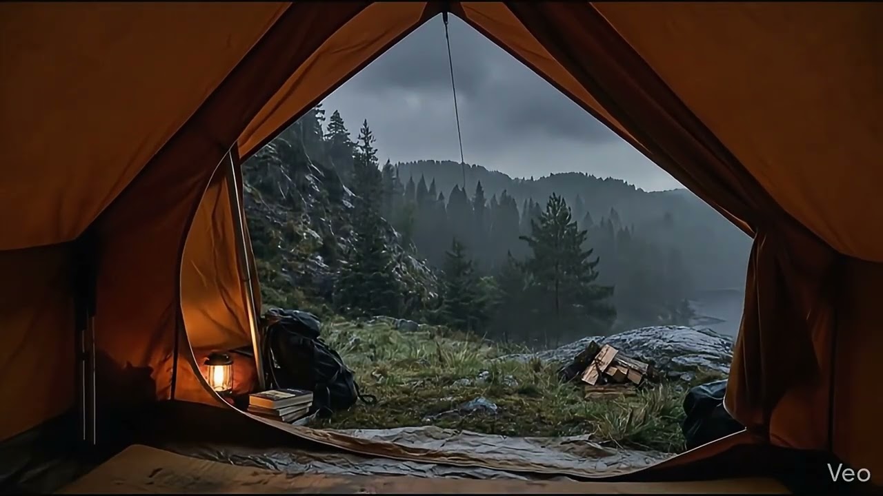 Winter Camping in a Storm | Heavy Rain on Tent & Howling Wind Ambience
