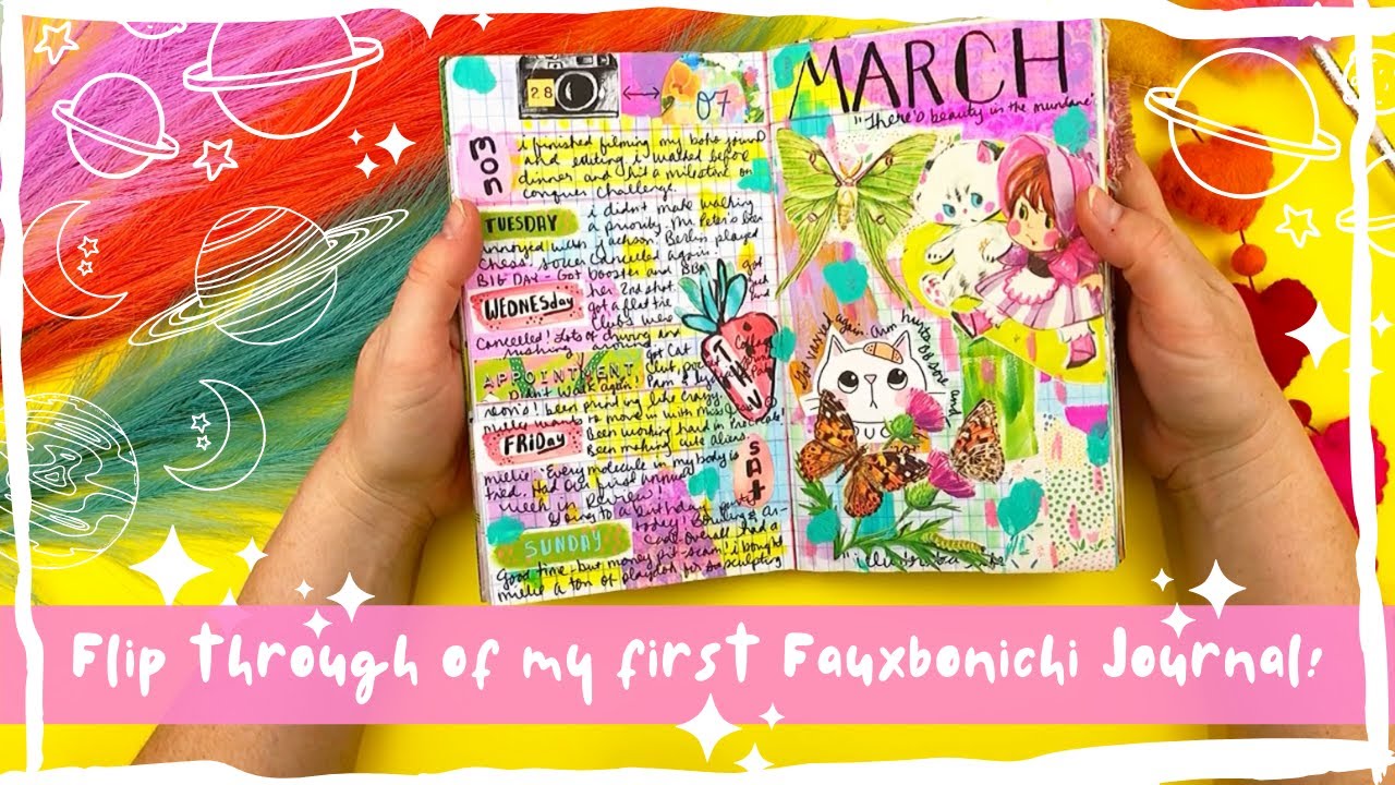My first try at a Fauxbonichi daily journal from a composition notebook! Journal flip through