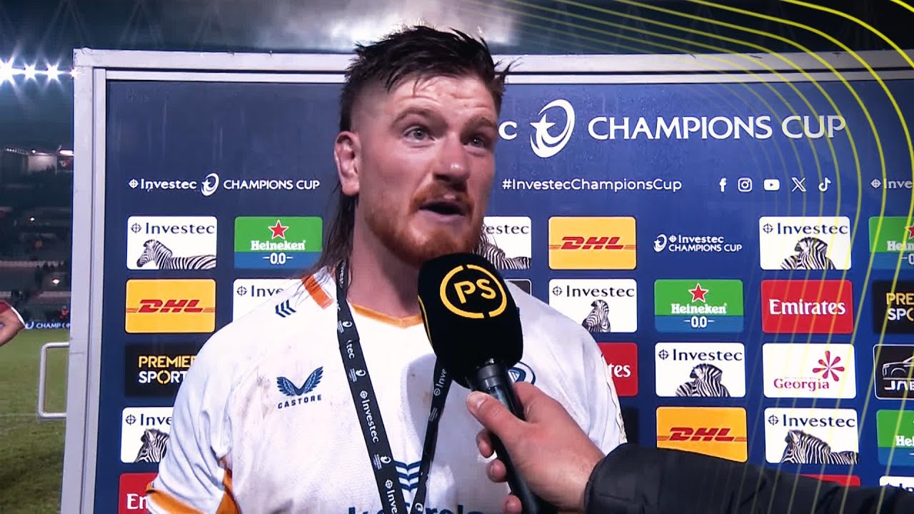 Joe McCarthy in conversation following Leinster's win in Leicester