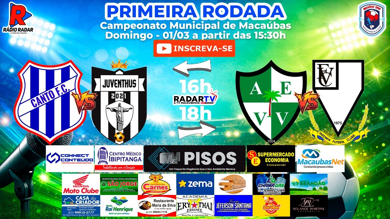 AO VIVO: CANTO X JUVENTHUS - V&Aacute;RZEA VERDE X VARZINHA - CAMPEONATO MUNICIPAL DE MACA&Uacute;BAS S&Eacute;RIE A #1