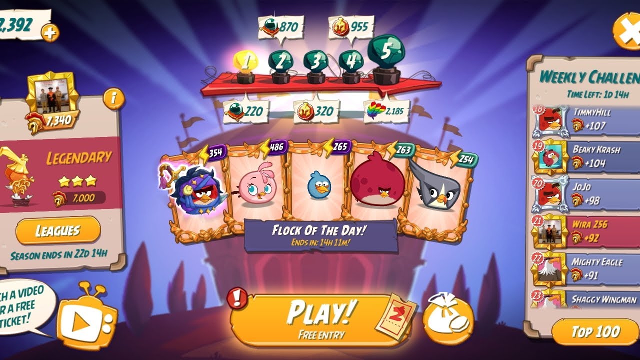 Angry Birds 2 Arena Today: The Three Red Siblings + Aunt-Nephews! 😁😁😁